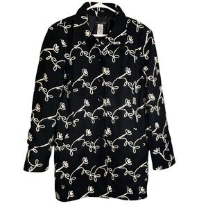 Focus by Shani Embroidered Wool Blend Floral Vine Jacket Coat Large Boho Chic